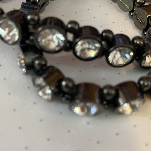 Rhinestone and Black Double Strand Stretch Bracelet from The Limited NWT - Picture 2 of 4